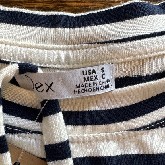 navy and white striped dress with matching belt - Picture 2 of 4